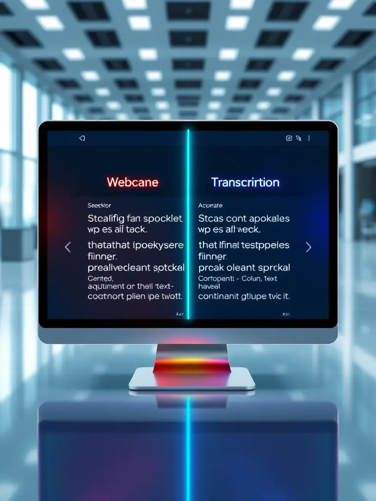 A screenshot of the Protokolle per KI software interface, highlighting the transcription accuracy with a side-by-side comparison of spoken words and the resulting text, showcasing complex terminology being correctly transcribed.